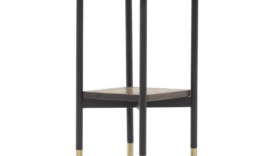 miniaturka Retro stolik drewniany z metalem i złotymi detalami – Enigma