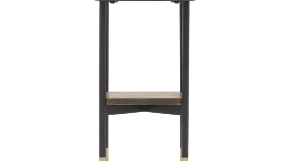 miniaturka Retro stolik drewniany z metalem i złotymi detalami – Enigma