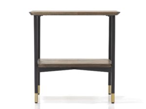 miniaturka Designerski stolik retro z drewna i złotymi akcentami – Enigma