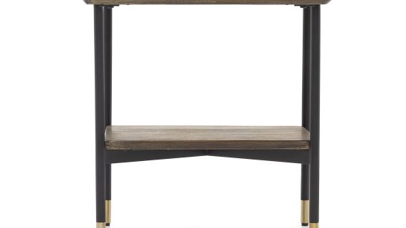 miniaturka Designerski stolik retro z drewna i złotymi akcentami – Enigma