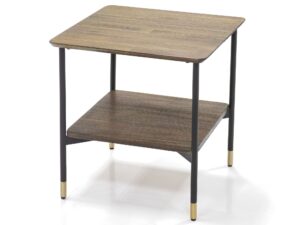 miniaturka Designerski stolik retro z drewna i złotymi akcentami – Enigma