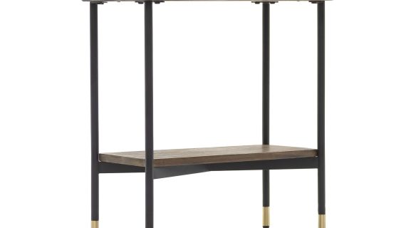 miniaturka Stolik z drewna i metalu ze złotymi zdobieniami – Enigma