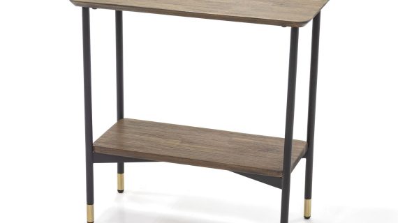 Stolik z drewna i metalu ze złotymi zdobieniami – Enigma