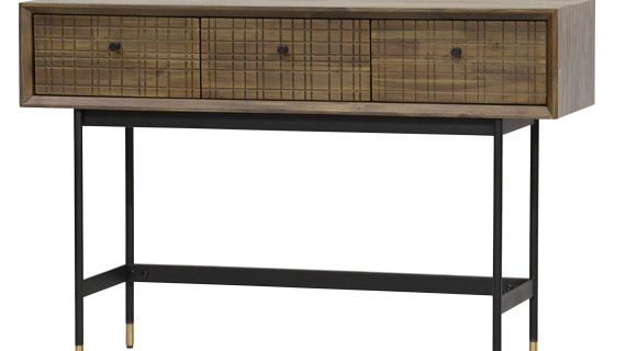 Konsola drewniana retro z metalowymi nogami – Enigma