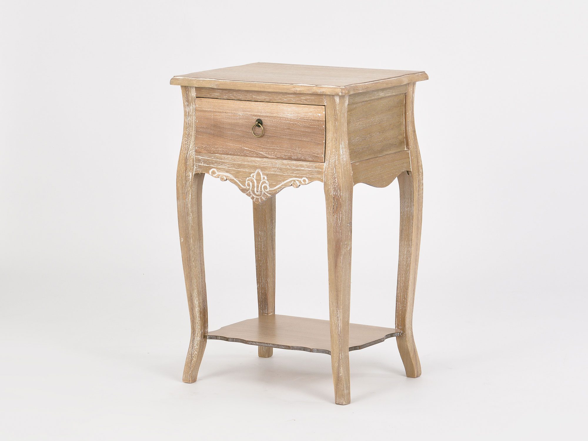 Szafka nocna z rzeźbieniami i uchwytem w stylu retro Szafka nocna z rzeźbieniami i uchwytem w stylu retro