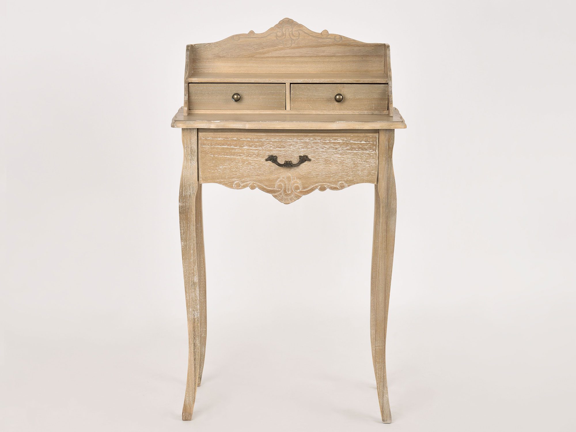 Sekretarzyk w stylu francuskim z dwiema szufladami i giętymi nogami