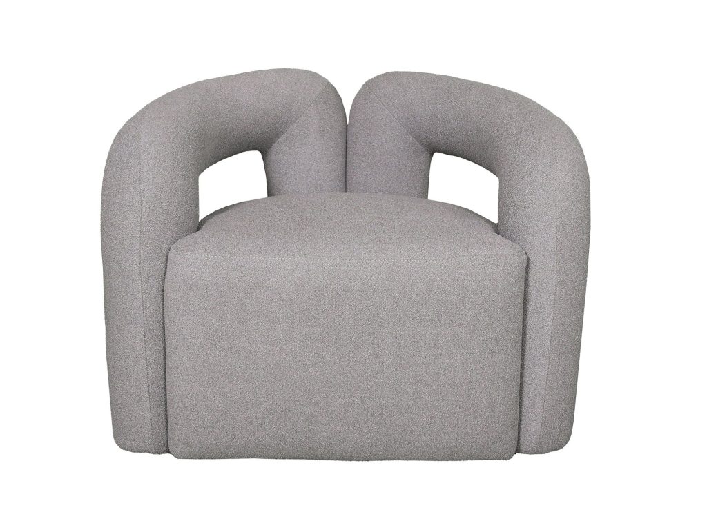 Srebrnoszary Fotel Tkanina Boucle Połyskujące Nici – Zenith