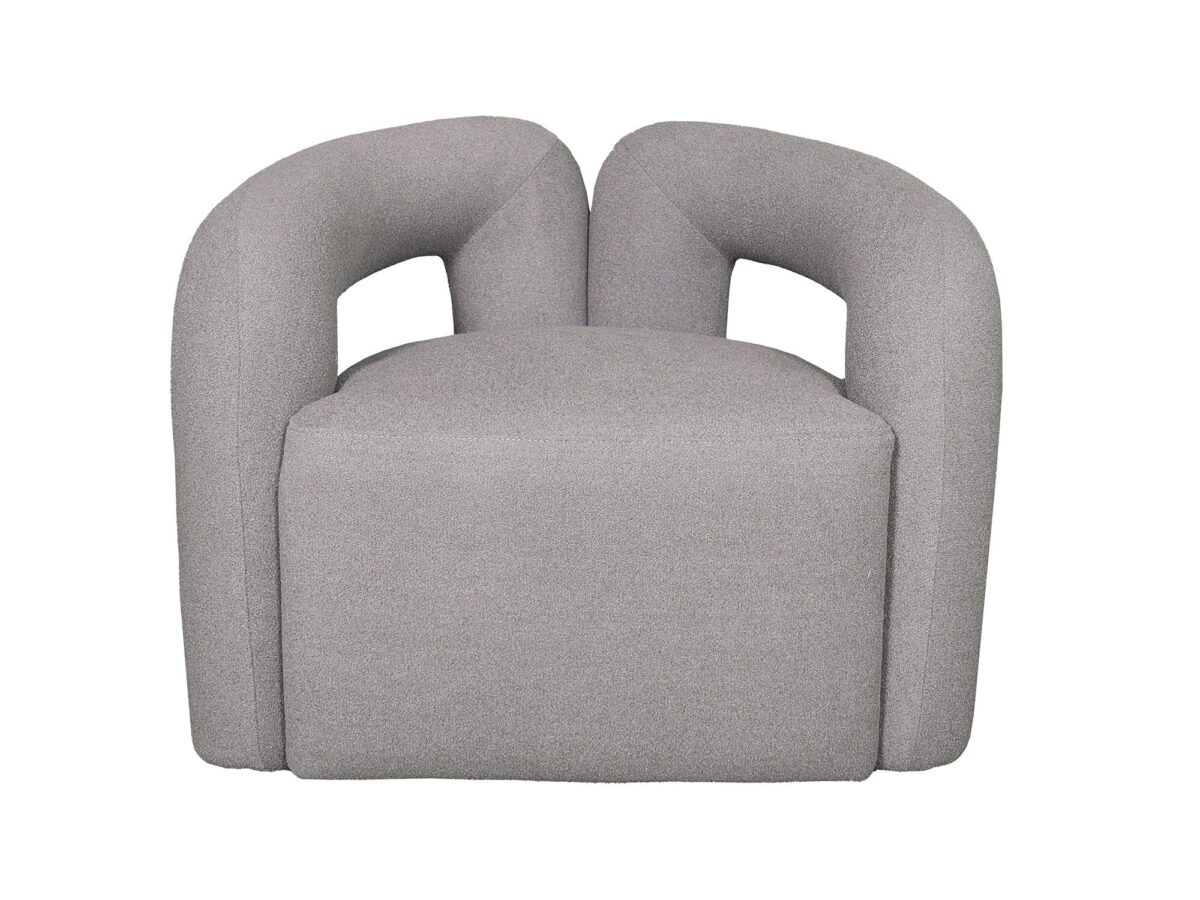 Srebrnoszary Fotel Tkanina Boucle Połyskujące Nici – Zenith