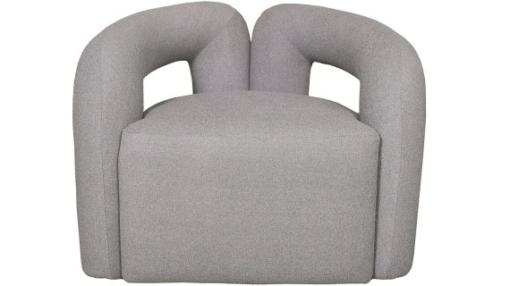 Srebrnoszary Fotel Tkanina Boucle Połyskujące Nici – Zenith