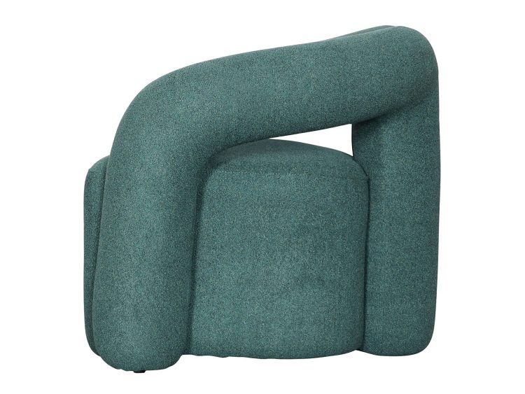 Designerski fotel klubowy w kolorze ciemnej zieleni o futurystycznym kształcie