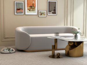 miniaturka Zestaw Stoliki Kawowe Złota Podstawa Biały Marmur – Virtus