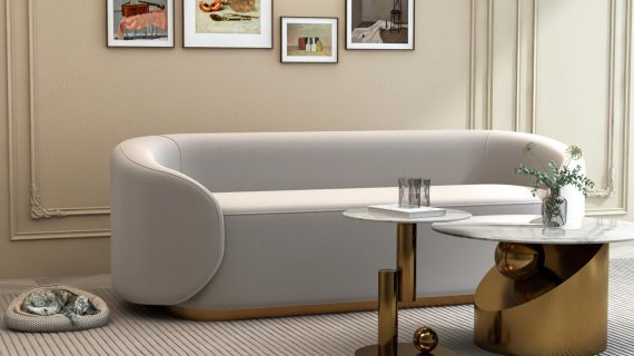 miniaturka Zestaw Stoliki Kawowe Złota Podstawa Biały Marmur – Virtus