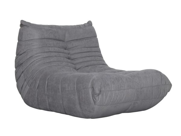 Fotel relaksacyjny w kolorze jasnoszarym z obłym kształtem i wygodnym profilowaniem