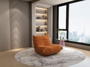 miniaturka Pomarańczowy Fotel Ikonowy Poziome Przeszycie Aksamit – Zenith