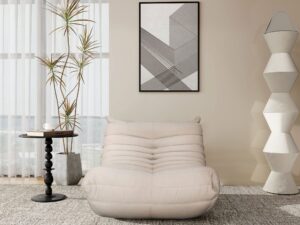 miniaturka Beżowy Fotel Ikonowy Pikowanie Centralne Przeszycie – Zenith