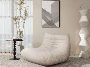 miniaturka Beżowy Fotel Ikonowy Pikowanie Centralne Przeszycie – Zenith