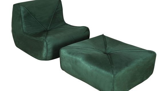 miniaturka Fotel z Podnóżkiem Butelkowa Zieleń Welur – Zenith