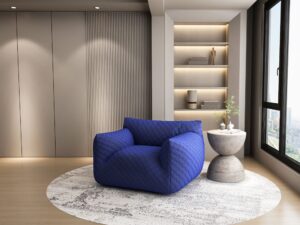 miniaturka Chabrowy Duży Fotel Pikowanie Gwiazdy Elastyczna Tkanina – Zenith