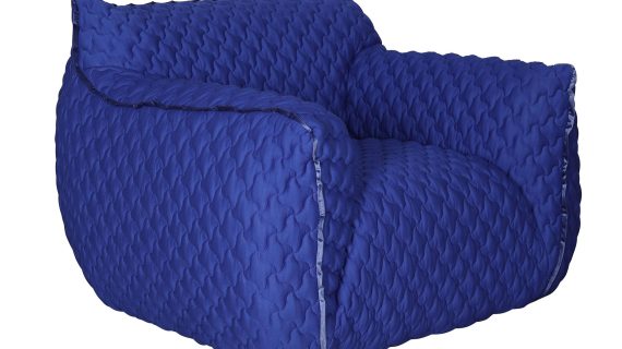 miniaturka Chabrowy Duży Fotel Pikowanie Gwiazdy Elastyczna Tkanina – Zenith