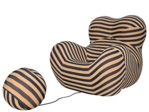 miniaturka Fotel z Podnóżkiem Organiczna Forma Beżowo-Czarny – Zenith