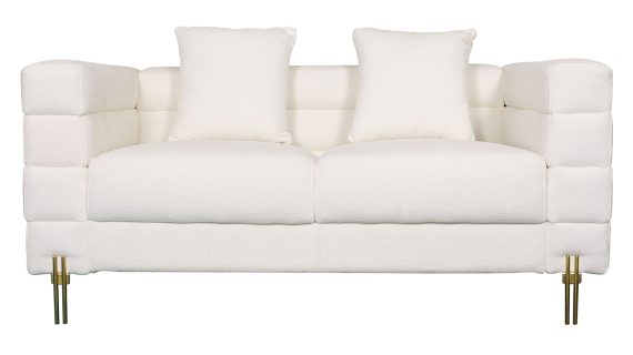 Sofa Dwuosobowa Elegancka Ecru Tkanina Boucle – Zenith