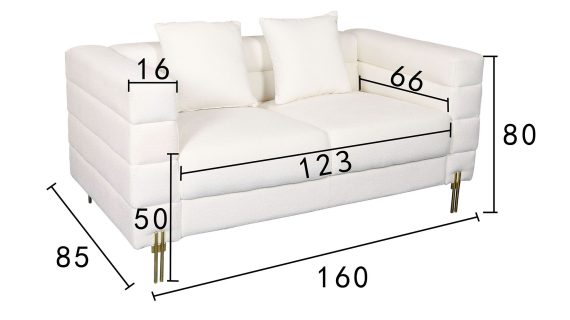 miniaturka Sofa Dwuosobowa Elegancka Ecru Tkanina Boucle – Zenith
