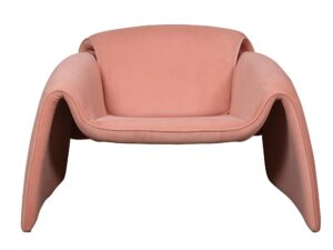 Brzoskwiniowy Fotel Welurowy Geometryczny Styl – Zenith