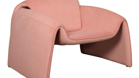 miniaturka Brzoskwiniowy Fotel Welurowy Geometryczny Styl – Zenith