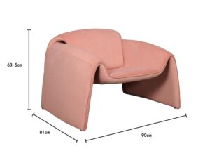 miniaturka Brzoskwiniowy Fotel Welurowy Geometryczny Styl – Zenith