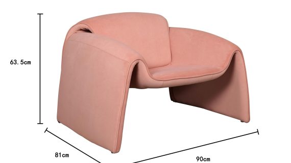 miniaturka Brzoskwiniowy Fotel Welurowy Geometryczny Styl – Zenith