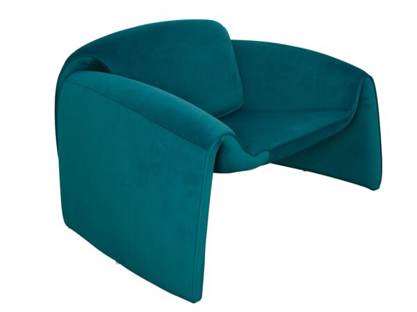 Zielony welurowy fotel kubełkowy do salonu w stylu nowoczesnym