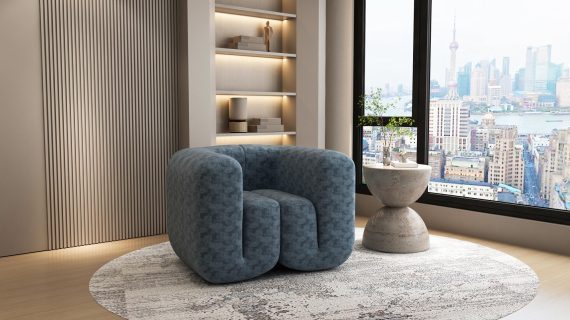 miniaturka Łukowy Fotel Niebieski Czarno-Szary Szenil – Zenith