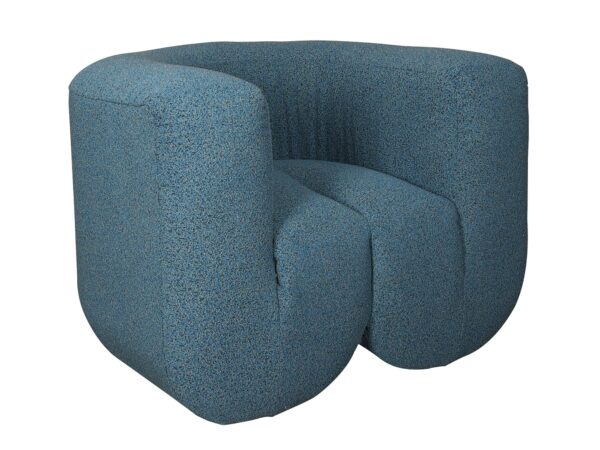 Fotel tapicerowany w kolorze niebieskim, kształt modułowy
