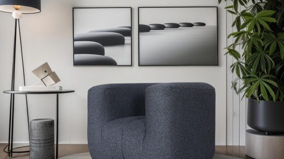 miniaturka Grafitowy Fotel Łukowy Tkanina Szenilowa – Zenith