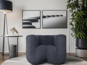 miniaturka Grafitowy Fotel Łukowy Tkanina Szenilowa – Zenith