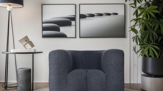 miniaturka Grafitowy Fotel Łukowy Tkanina Szenilowa – Zenith