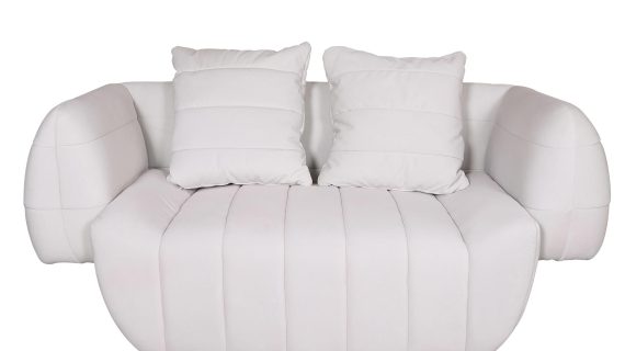 Mid-Century Sofa Biała Welur – Zenith