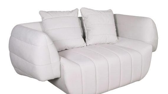 miniaturka Mid-Century Sofa Biała Welur – Zenith