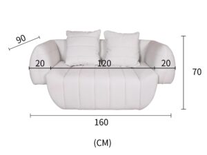 miniaturka Mid-Century Sofa Biała Welur – Zenith