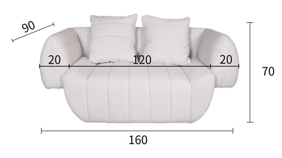 miniaturka Mid-Century Sofa Biała Welur – Zenith