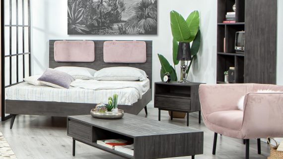 miniaturka Łóżko retro Tundra Grey z poziomymi lamelami – Nobile