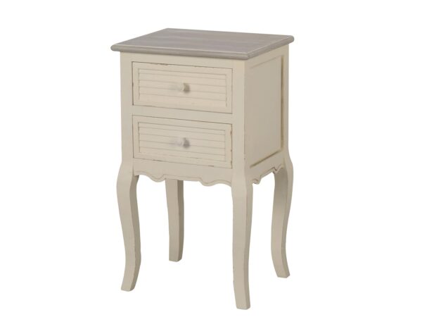 Szafka nocna z drewna stylizowana na vintage z toczonymi nogami