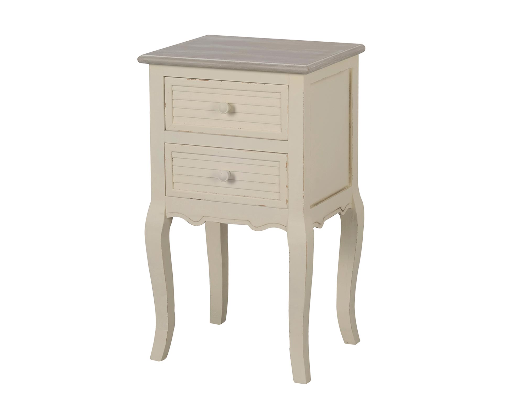 Szafka nocna z drewna stylizowana na vintage z toczonymi nogami Szafka nocna z drewna stylizowana na vintage z toczonymi nogami