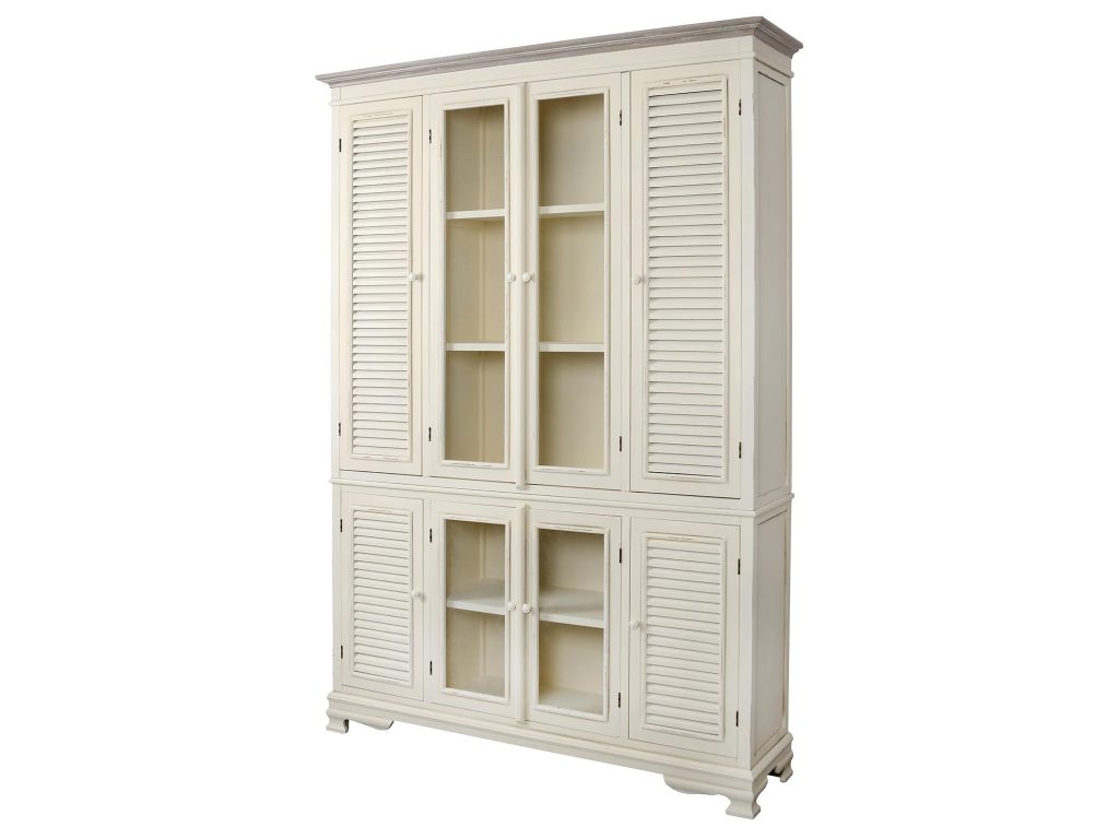 Kredens kremowy prowansalski z metalowymi uchwytami – Cielo