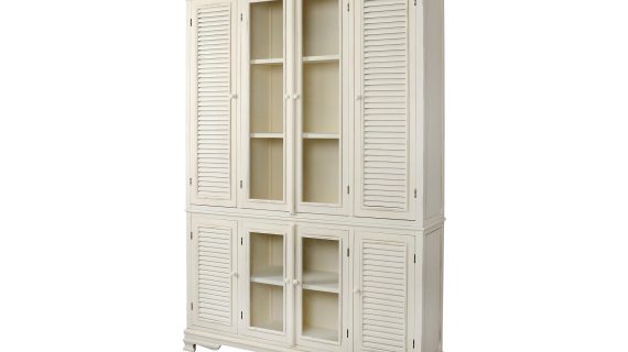 Kredens kremowy prowansalski z metalowymi uchwytami – Cielo