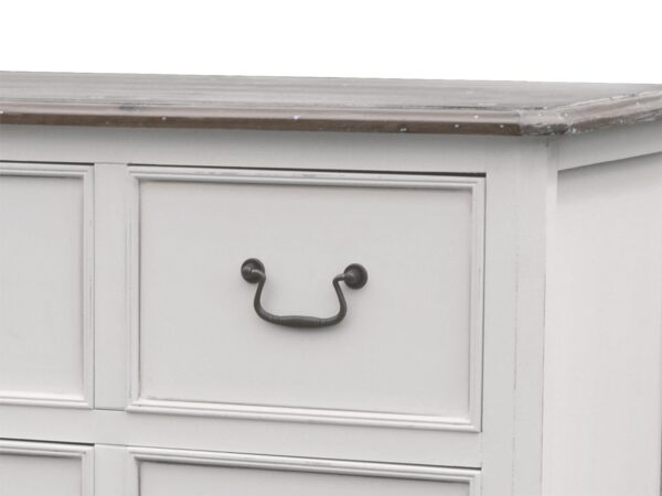 Konsola biała z szufladami i dolną półką w aranżacji wnętrza