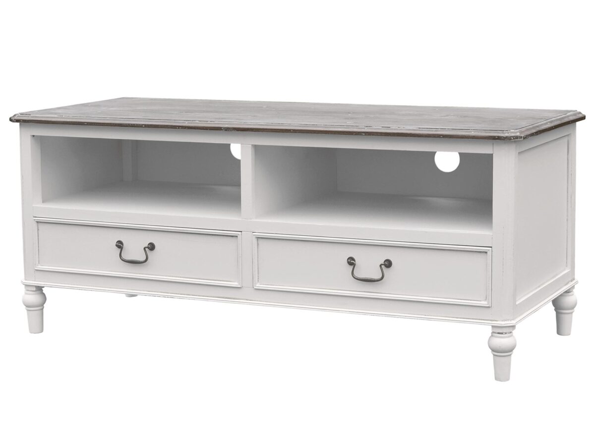 RTV komoda w stylu prowansalskim z ciemnobrązowym blatem – Citta