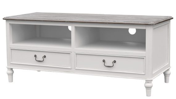 RTV komoda w stylu prowansalskim z ciemnobrązowym blatem – Citta