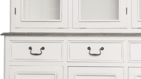 miniaturka Biały kredens prowansalski z ciemnobrązowym blatem i wieńcem – Citta