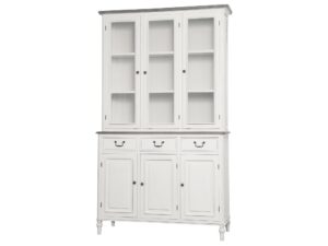 Biały kredens prowansalski z ciemnobrązowym blatem i wieńcem – Citta